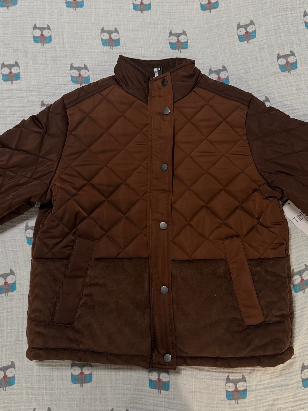 Time and Tru Brown Quilted Corduroy Jacket – Size M (8–10) – NWT